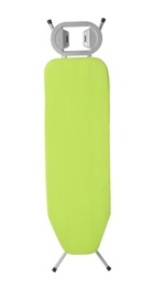 Photo of Modern empty ironing board on white background