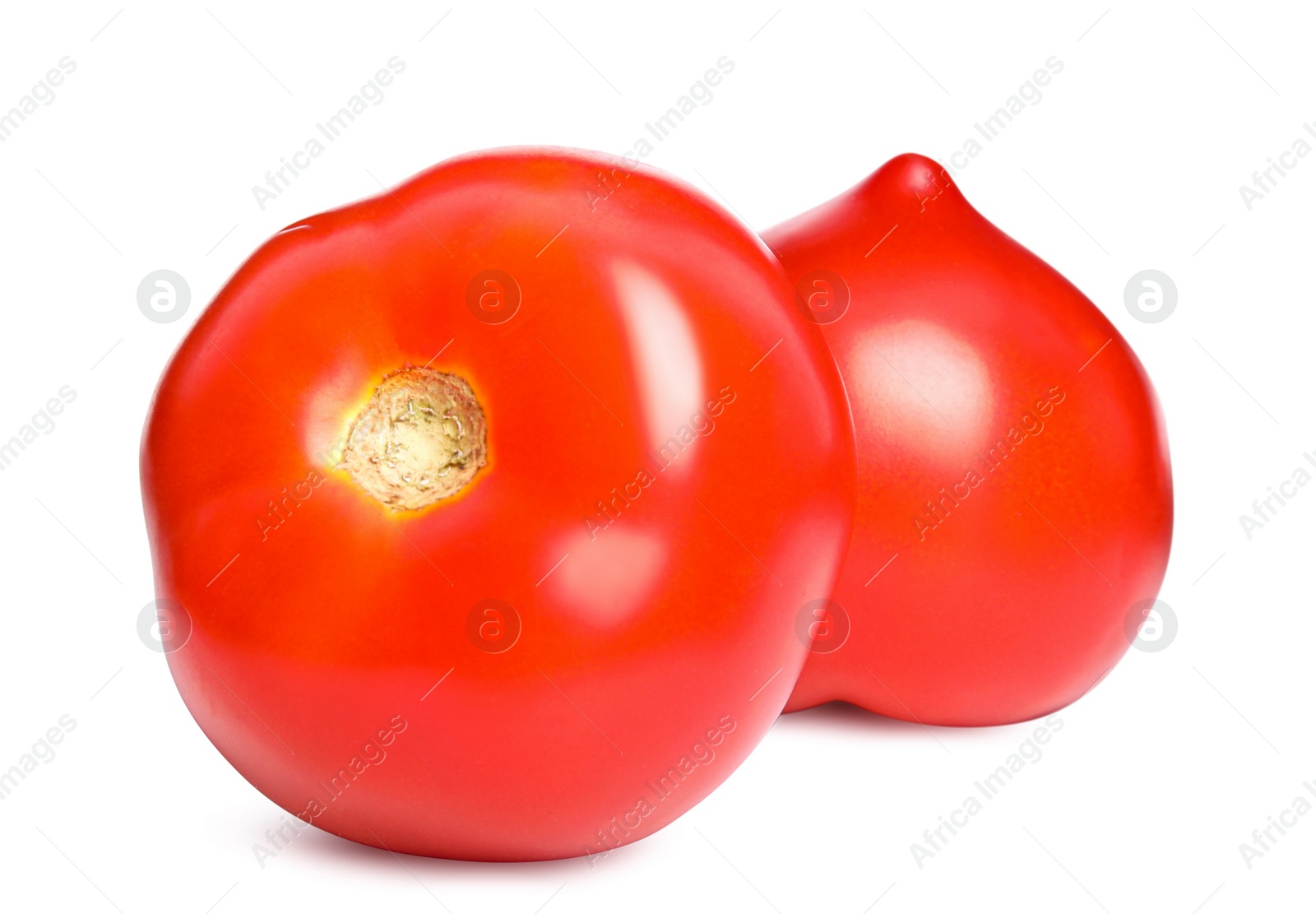 Photo of Fresh ripe red tomatoes on white background