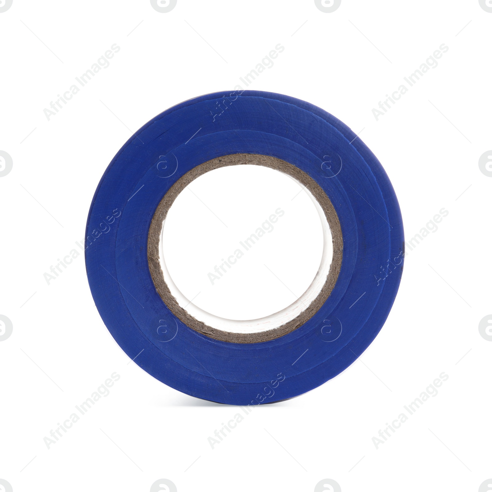 Photo of Reel of blue insulating tape isolated on white