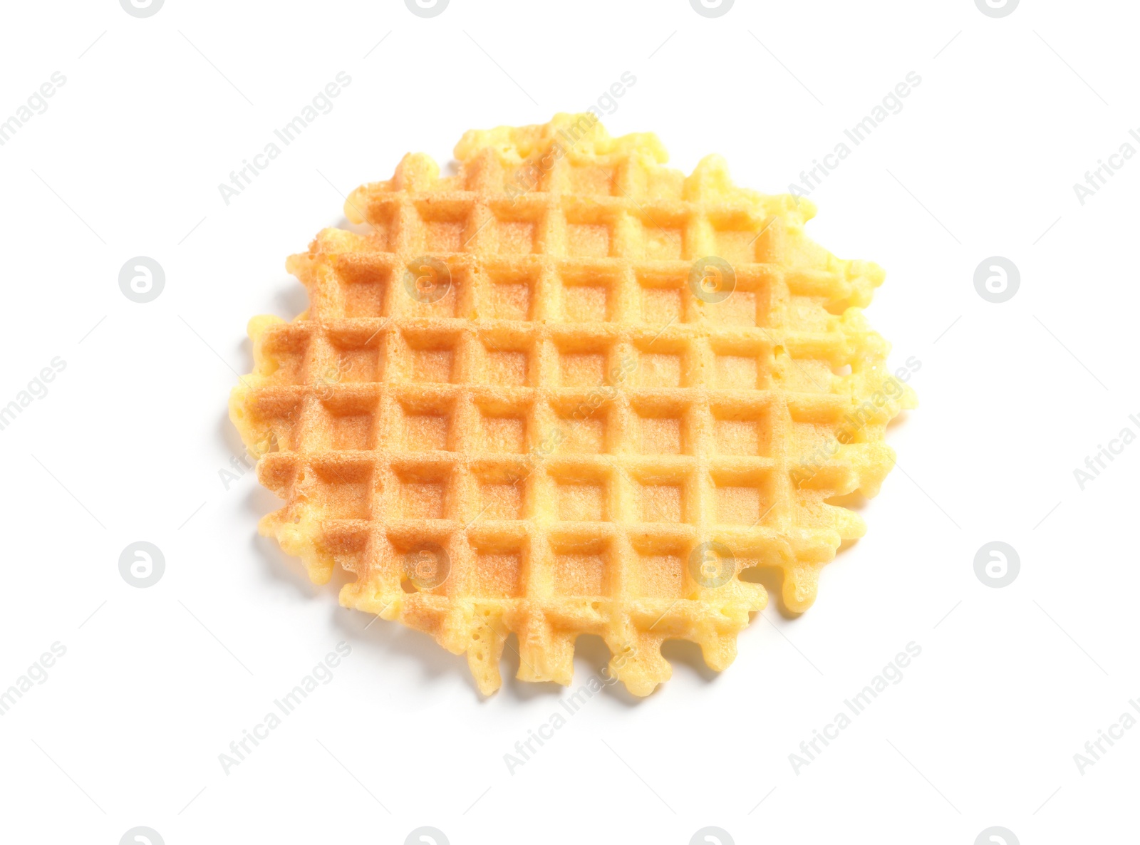 Photo of Delicious waffle for breakfast on white background