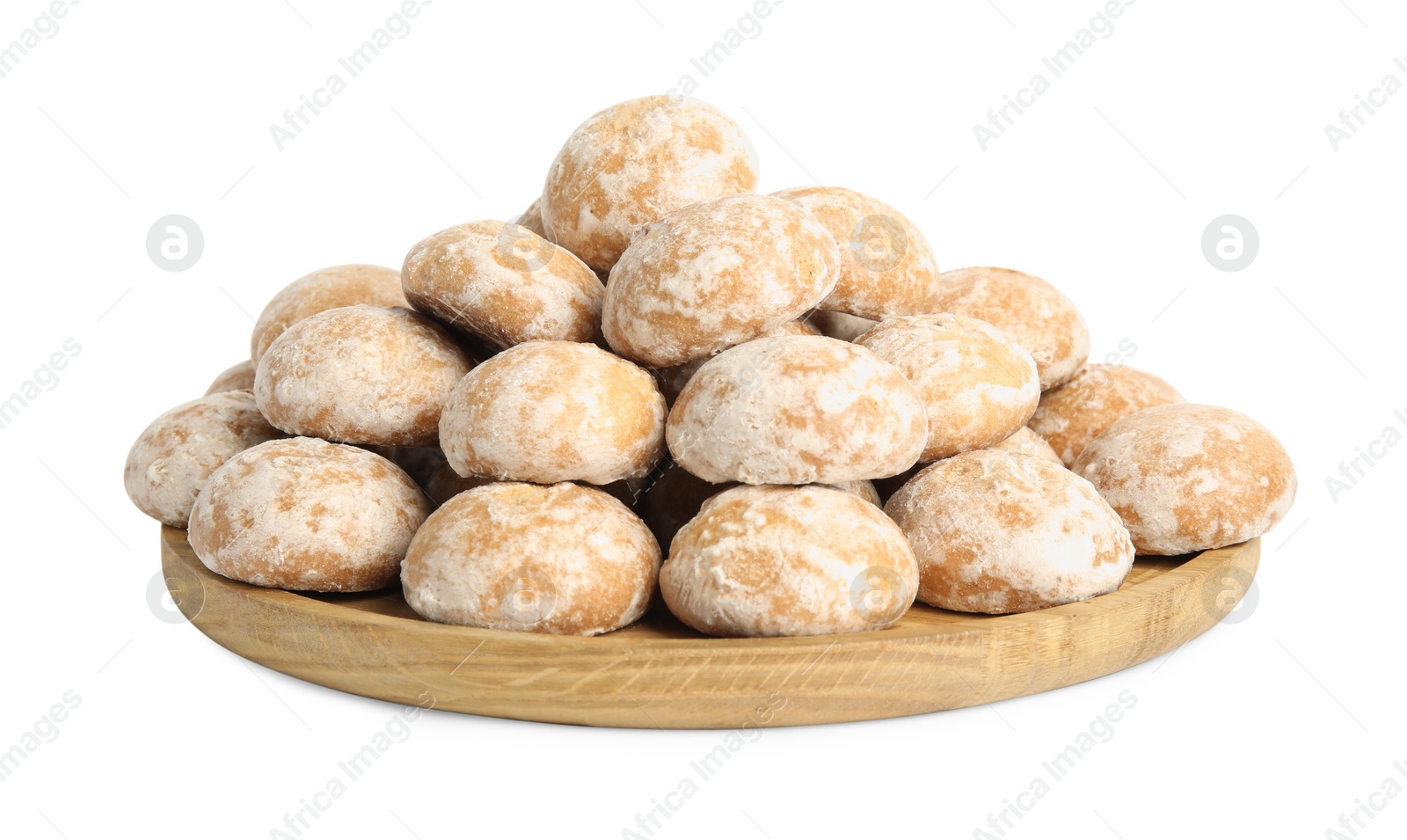 Photo of Tasty homemade gingerbread cookies on white background