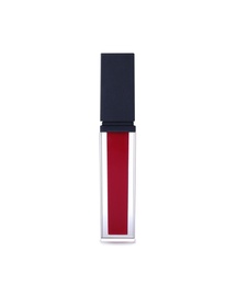 Photo of Red liquid lipstick isolated on white. Makeup product