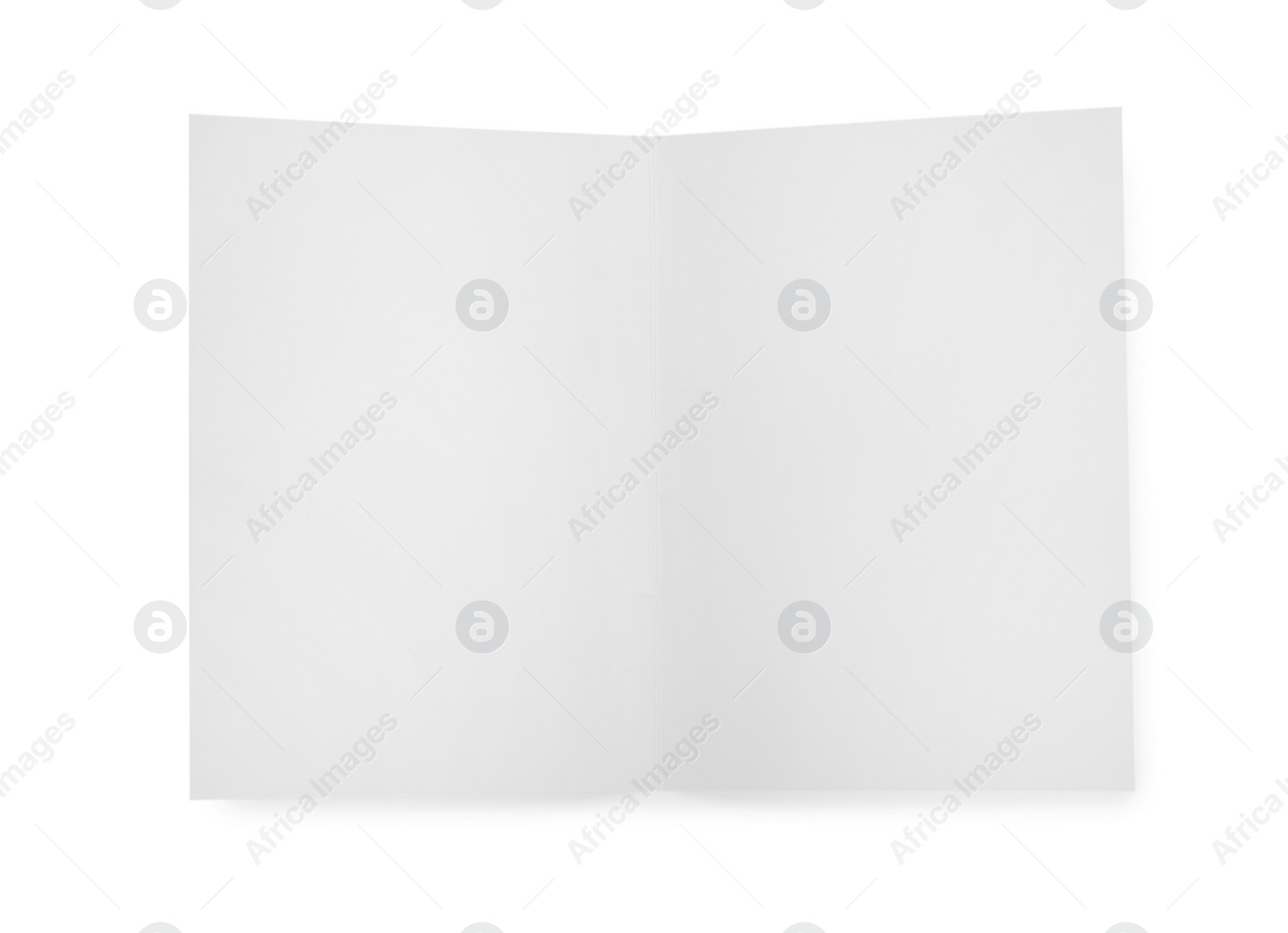 Photo of Open blank paper brochure isolated on white, top view. Mockup for design