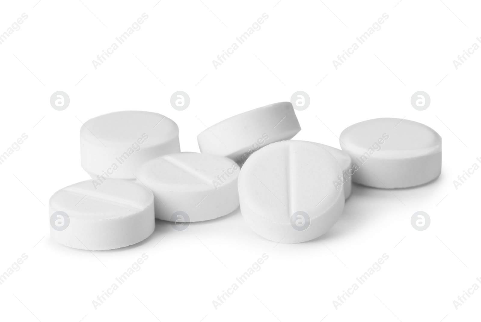 Photo of Pills on white background. Medical care and treatment