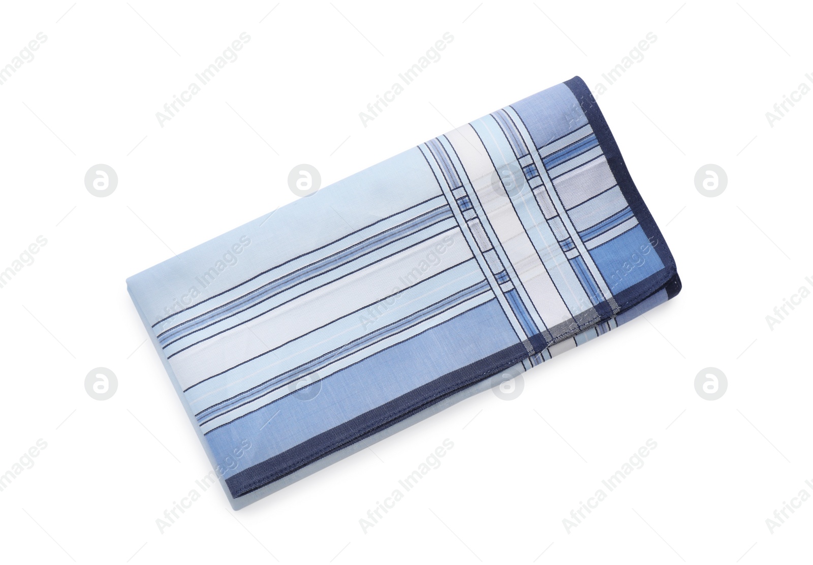 Photo of Folded handkerchief isolated on white. Stylish accessory