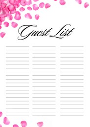 Image of Guest list design with beautiful flower petals and empty lines