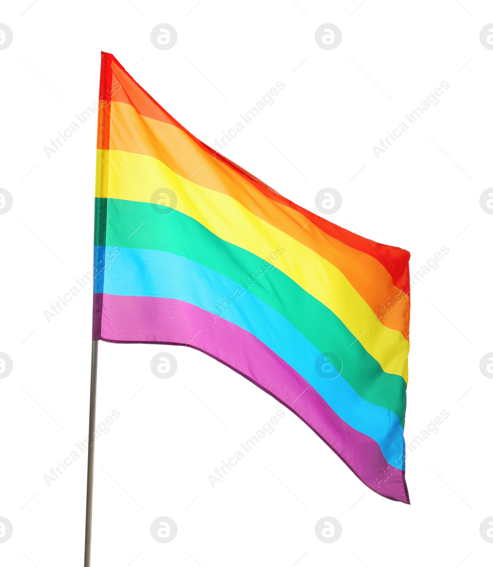 Photo of Bright rainbow LGBT flag isolated on white