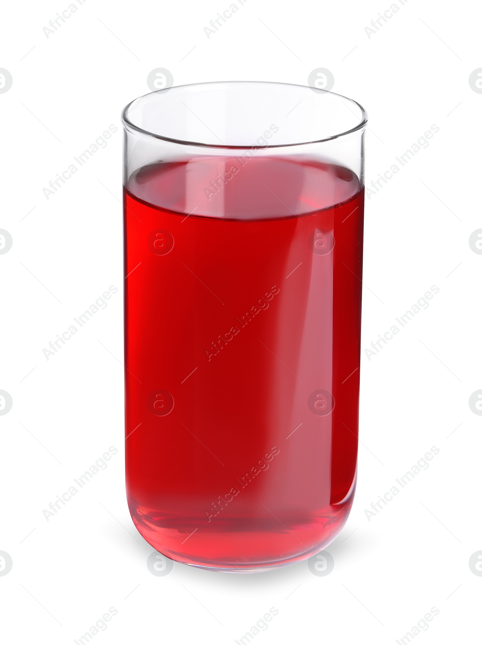 Photo of Tasty cranberry juice in glass isolated on white