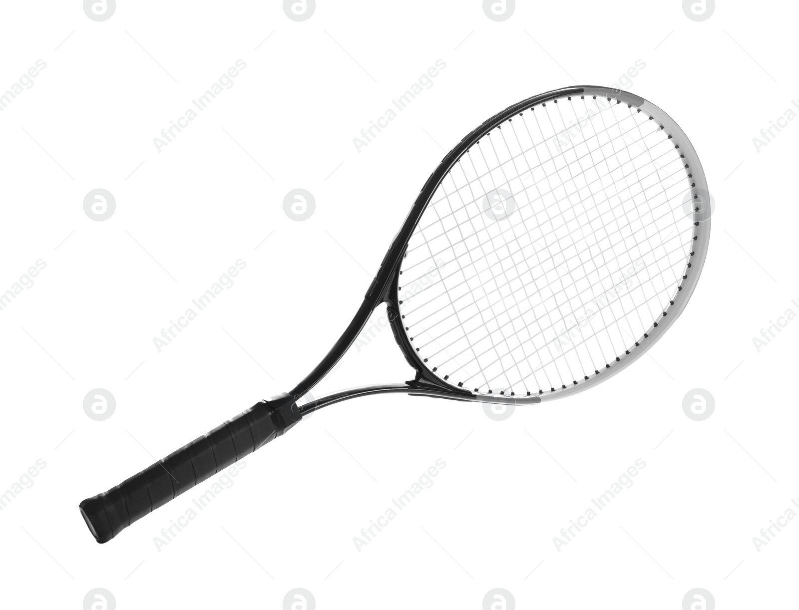 Photo of Tennis racket isolated on white. Sports equipment
