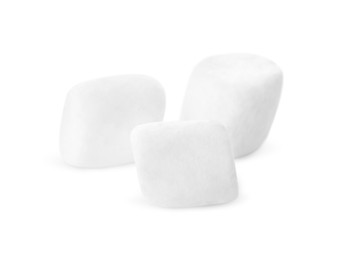 Photo of Delicious sweet puffy marshmallows isolated on white