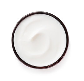 Jar of body cream on white background