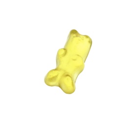 Delicious yellow jelly bear on white background