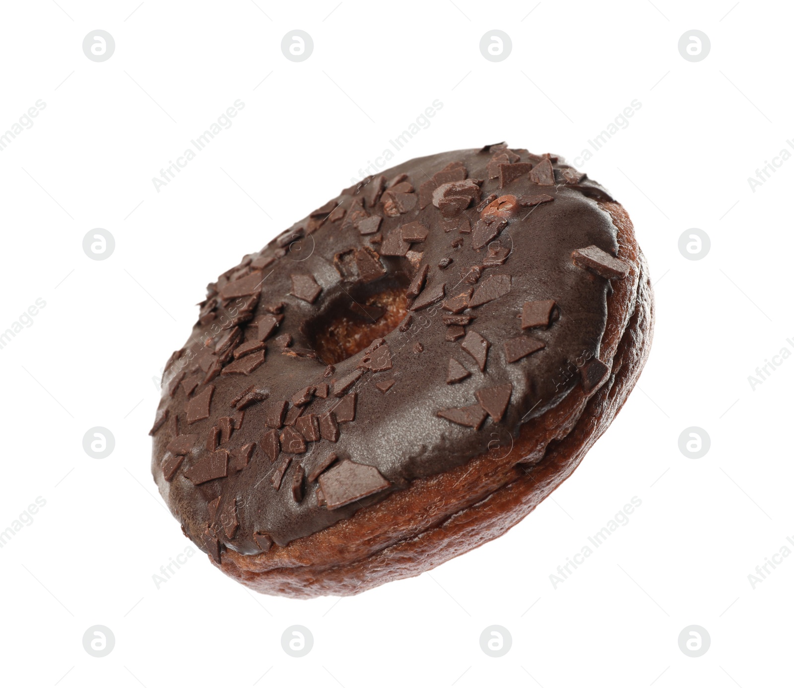 Photo of Sweet tasty glazed donut with chocolate isolated on white