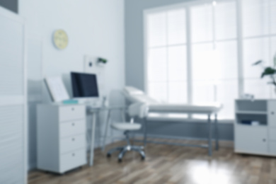 Blurred view of modern medical office. Doctor's workplace