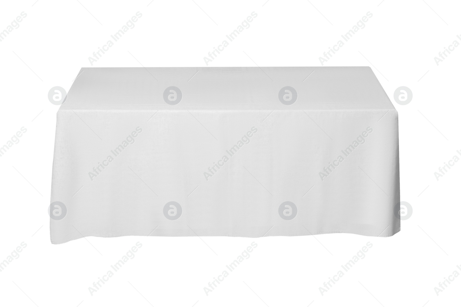 Photo of Table with white tablecloth isolated on white