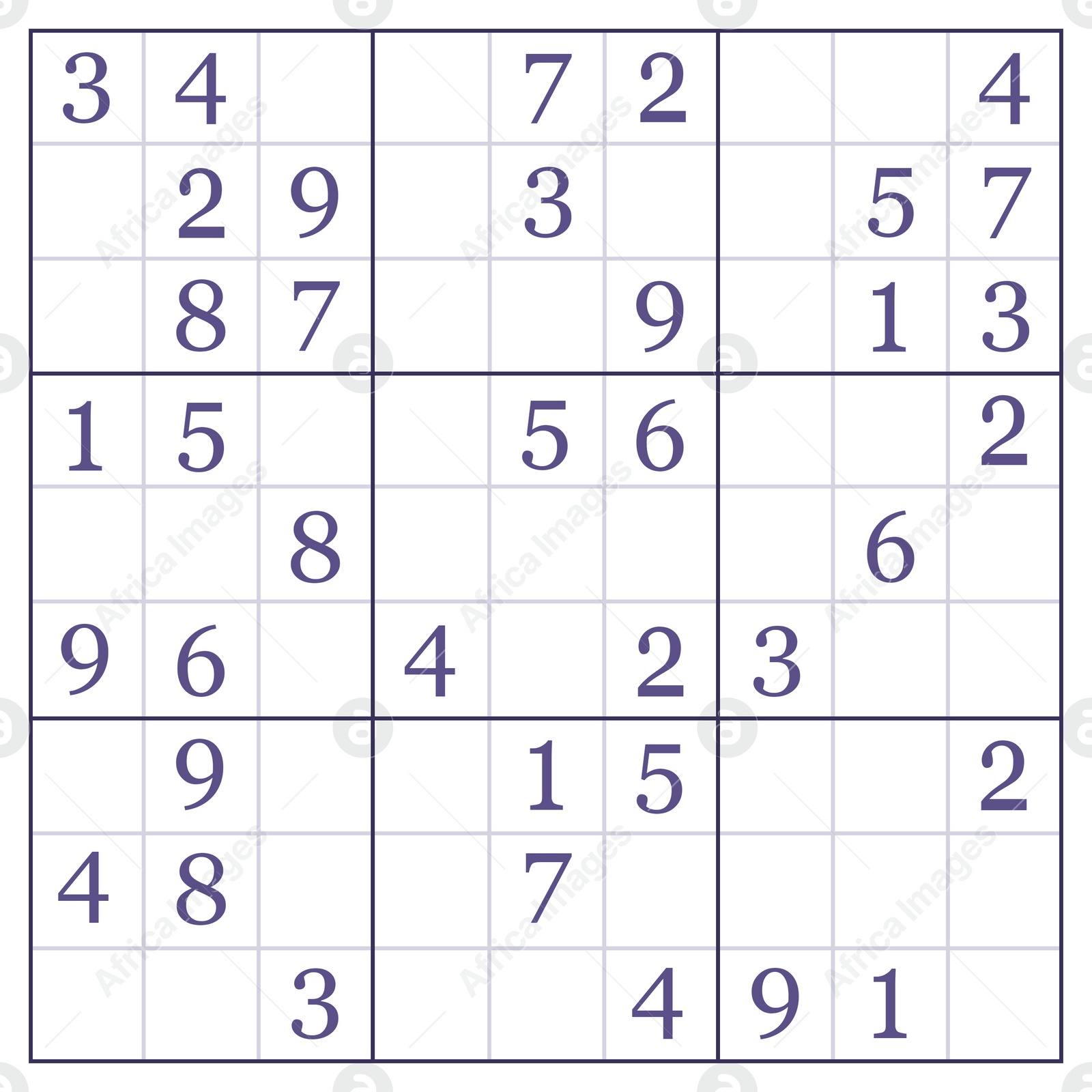 Illustration of Classic Sudoku. Grids with numbers on white background, illustration