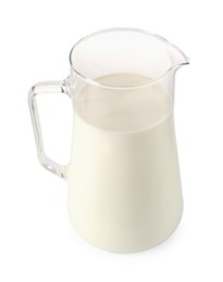 Photo of One jug of fresh milk isolated on white