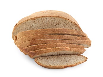 Photo of Freshly baked cut sourdough bread isolated on white