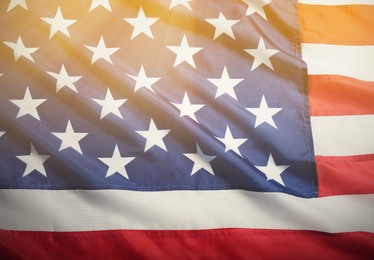 Image of American flag as background, top view. National symbol of USA