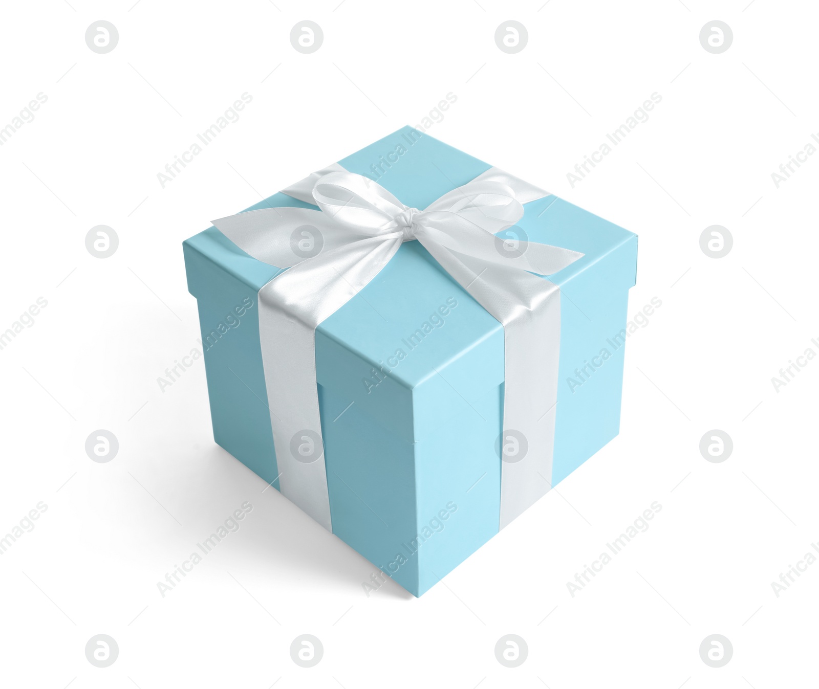 Photo of Gift box with ribbon on white background