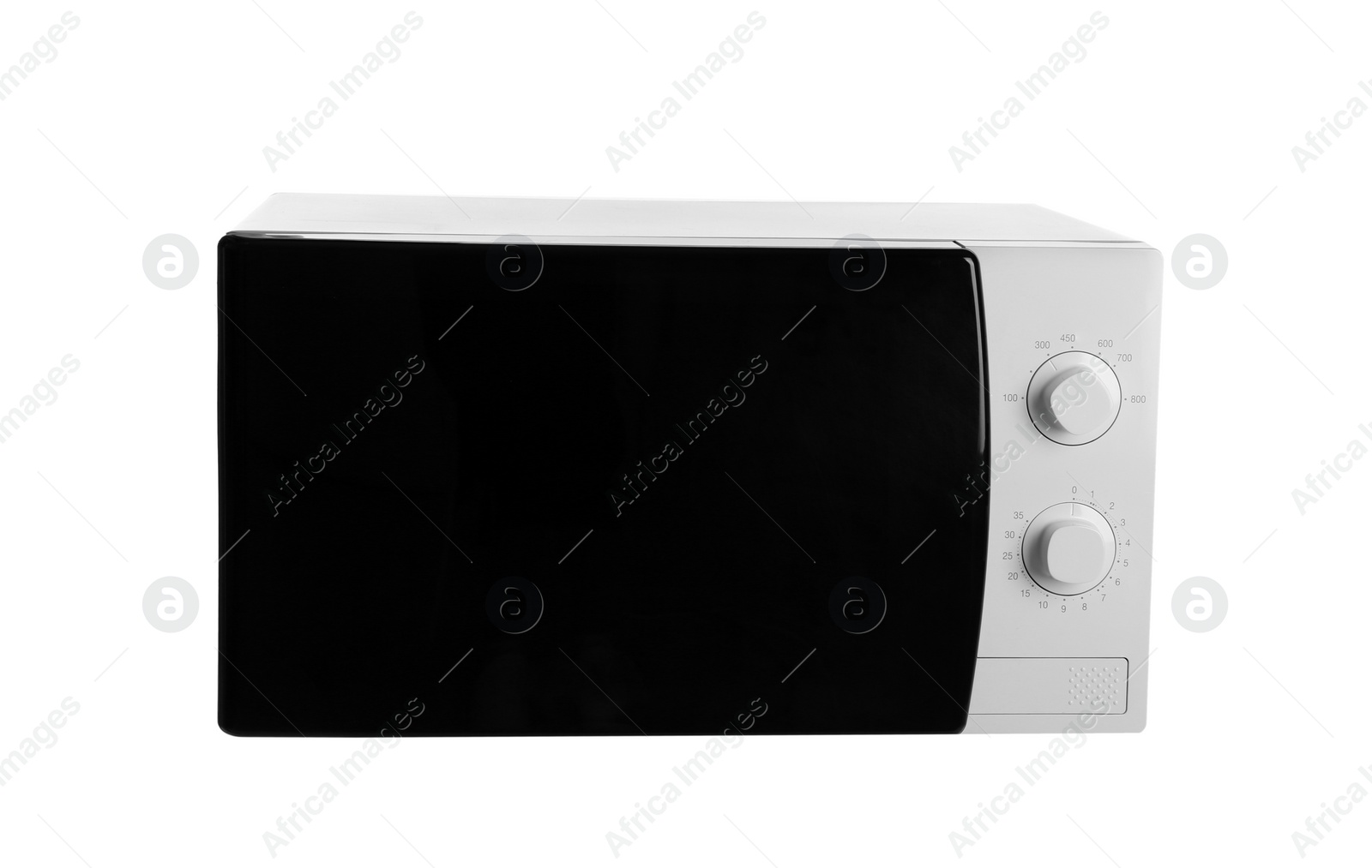 Photo of Modern microwave oven on white background. Kitchen appliance