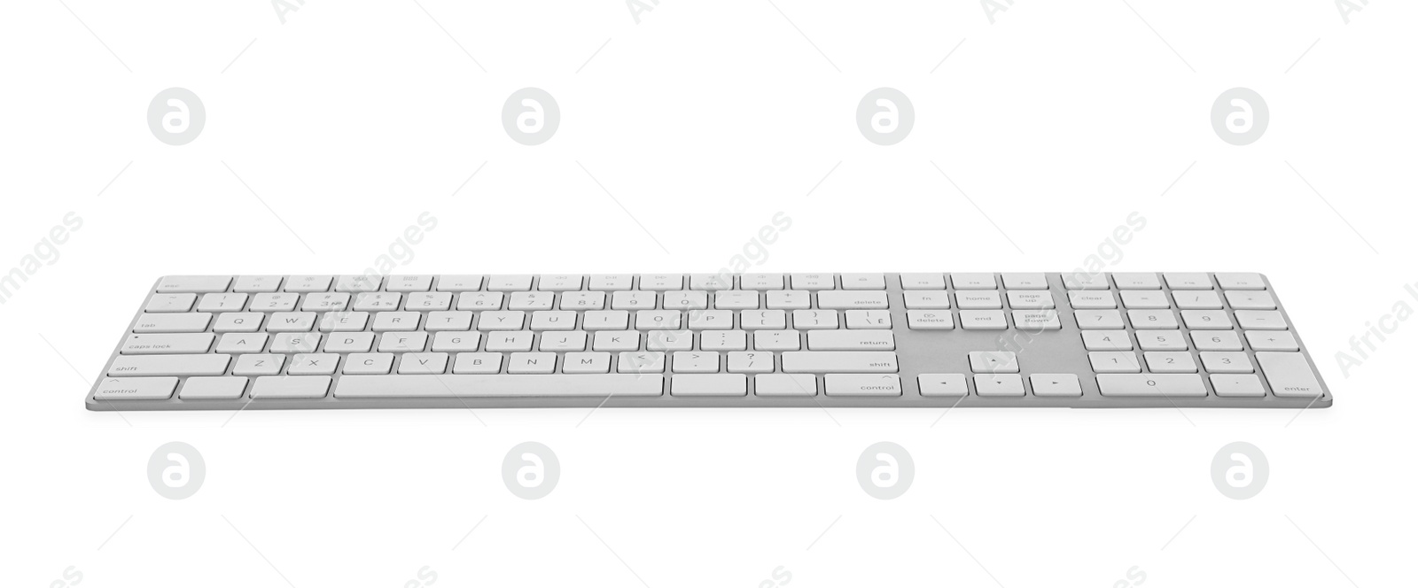 Photo of Computer keyboard isolated on white. Modern technology