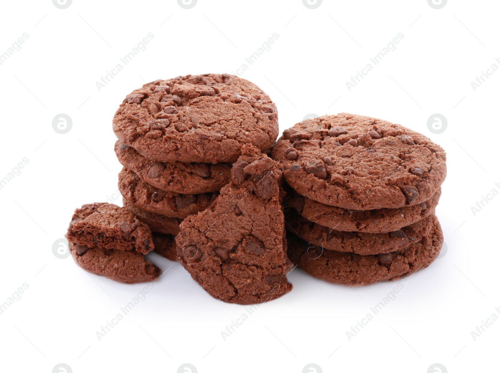 Photo of Delicious chocolate chip cookies isolated on white