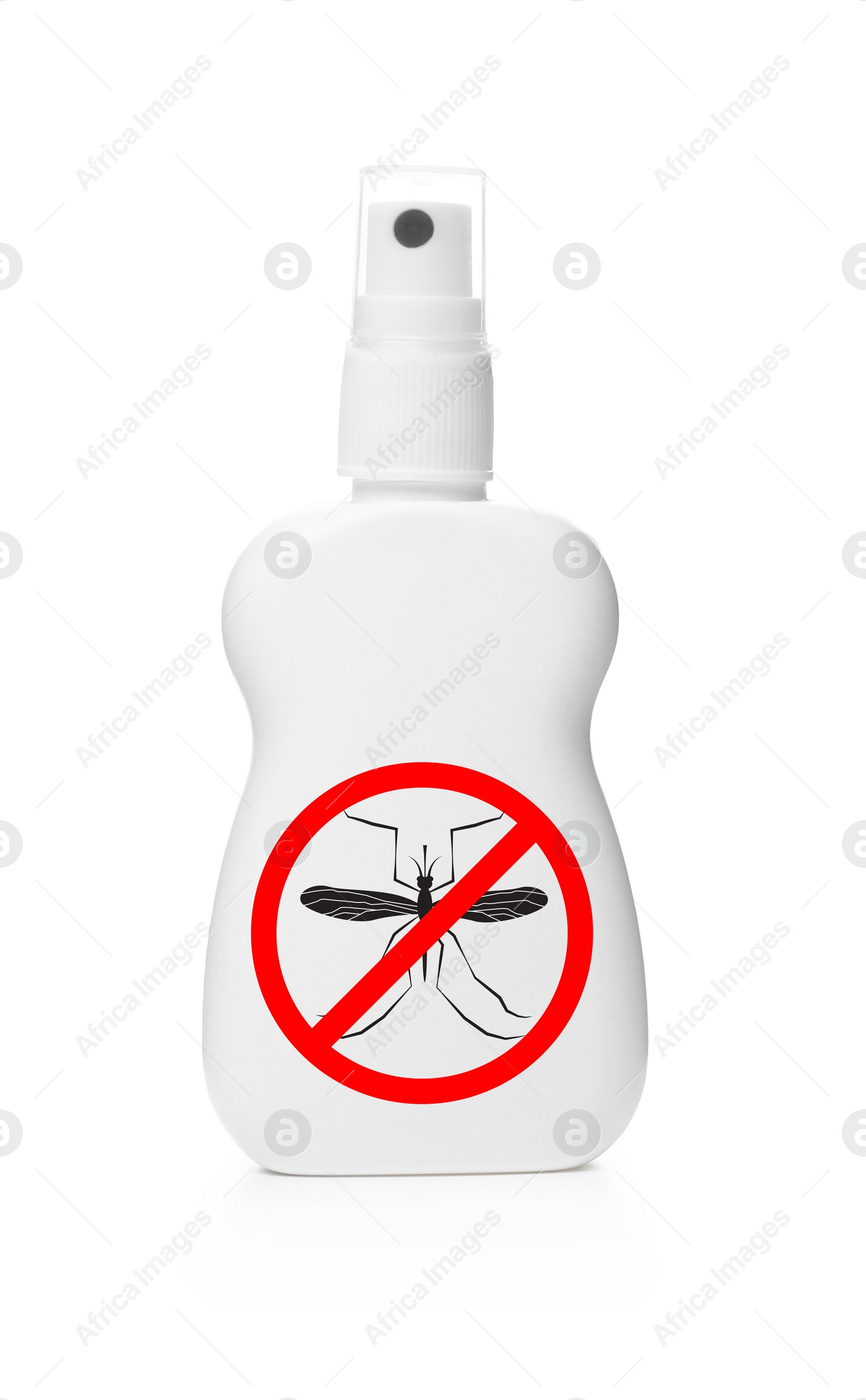 Image of Bottle of insect repellent on white background