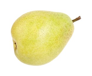 Photo of One tasty ripe pear on white background