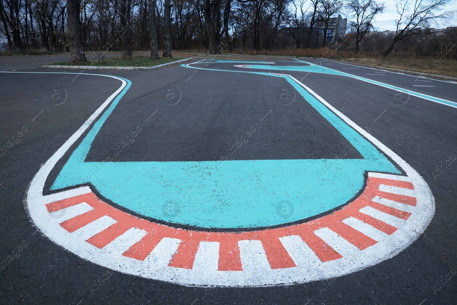 Photo of Driving school test track with marking lines for practice