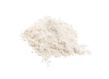 Photo of Pile of wheat flour isolated on white