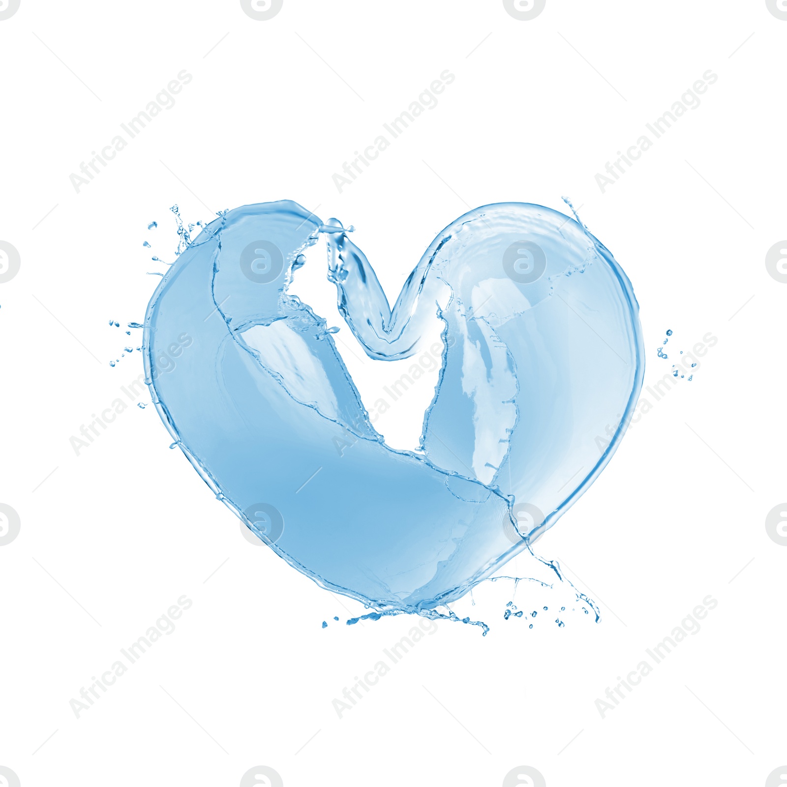 Illustration of Splash of fresh water in shape of heart isolated on white