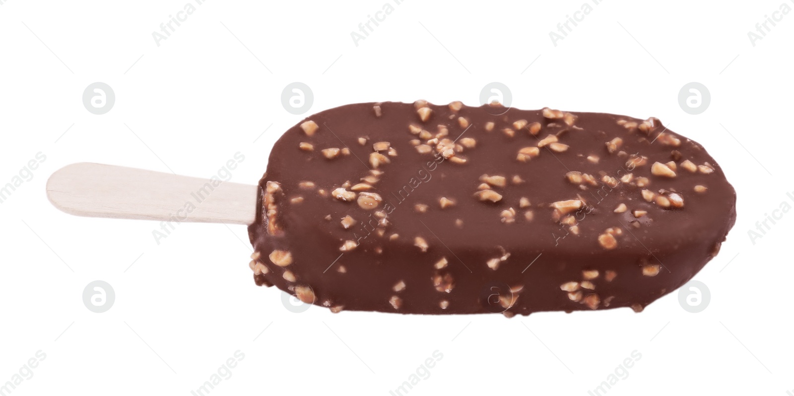 Photo of Delicious glazed ice cream bar isolated on white