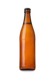 Photo of Brown bottle of beer isolated on white