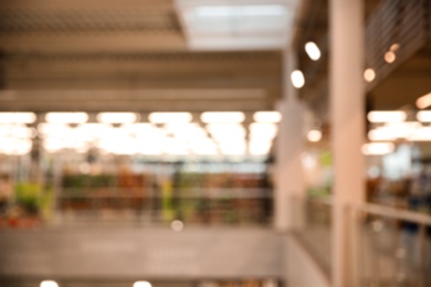 Blurred view of modern shopping mall interior