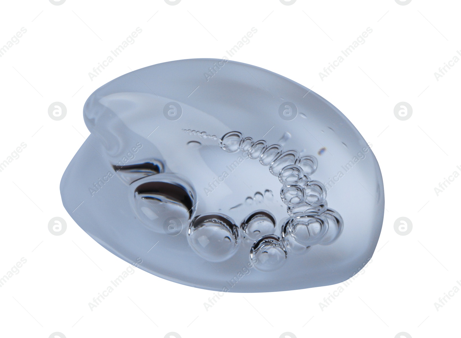 Photo of Sample of transparent cosmetic gel on white background