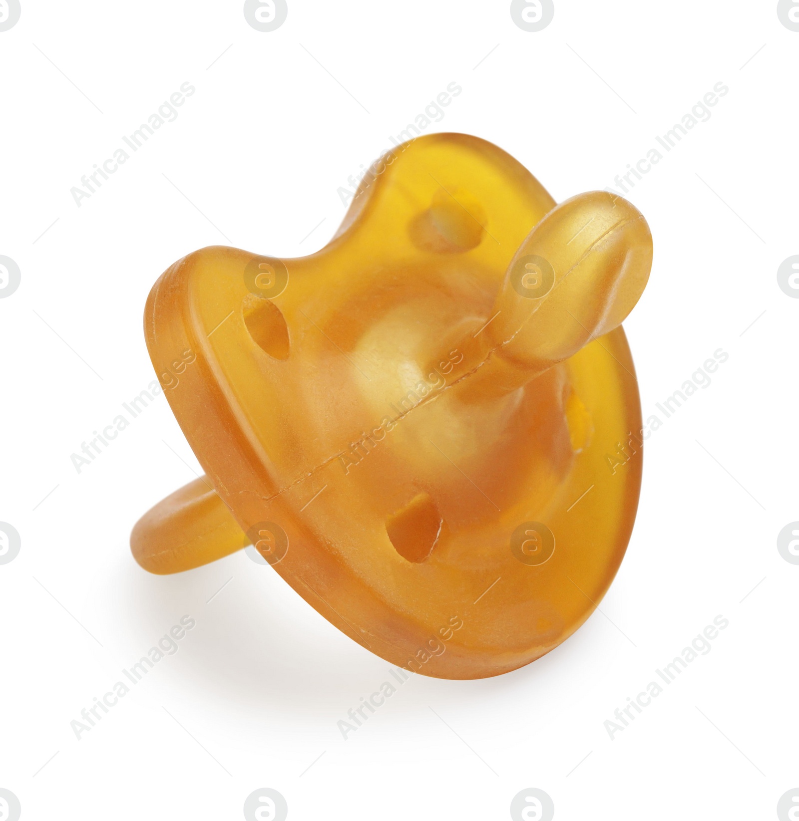 Photo of One rubber baby pacifier isolated on white