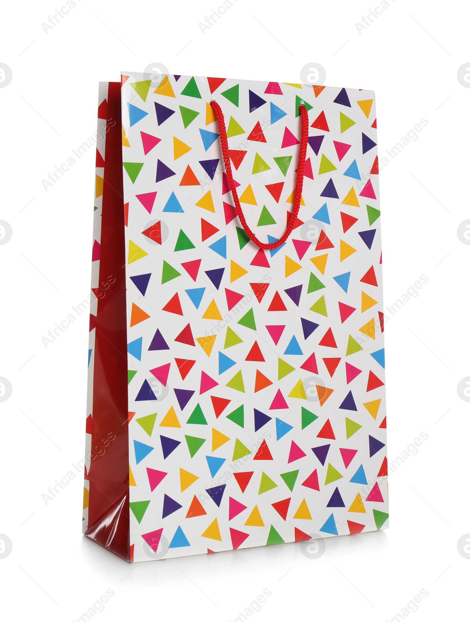 Photo of Stylish gift paper bag isolated on white