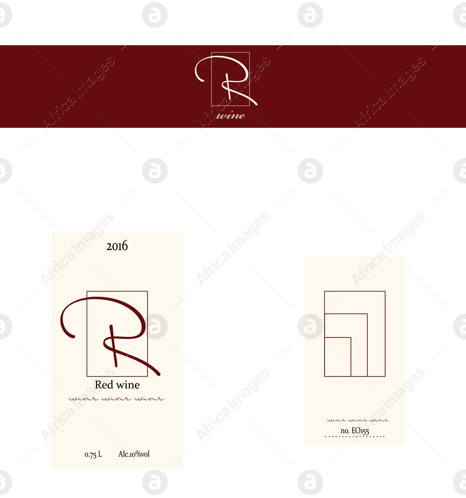 Illustration of Beautiful wine bottle label, illustration. Mockup for design