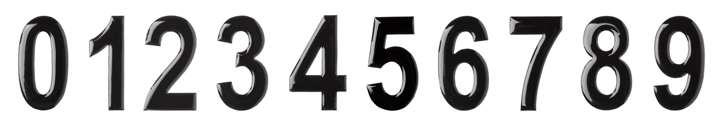 Digits from 0 to 9 made of melted chocolate on white background. Banner design