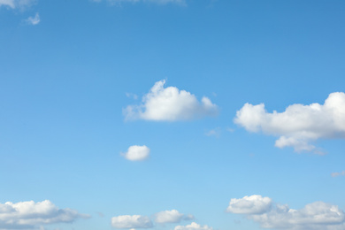 Picturesque view of blue sky with white clouds on sunny day