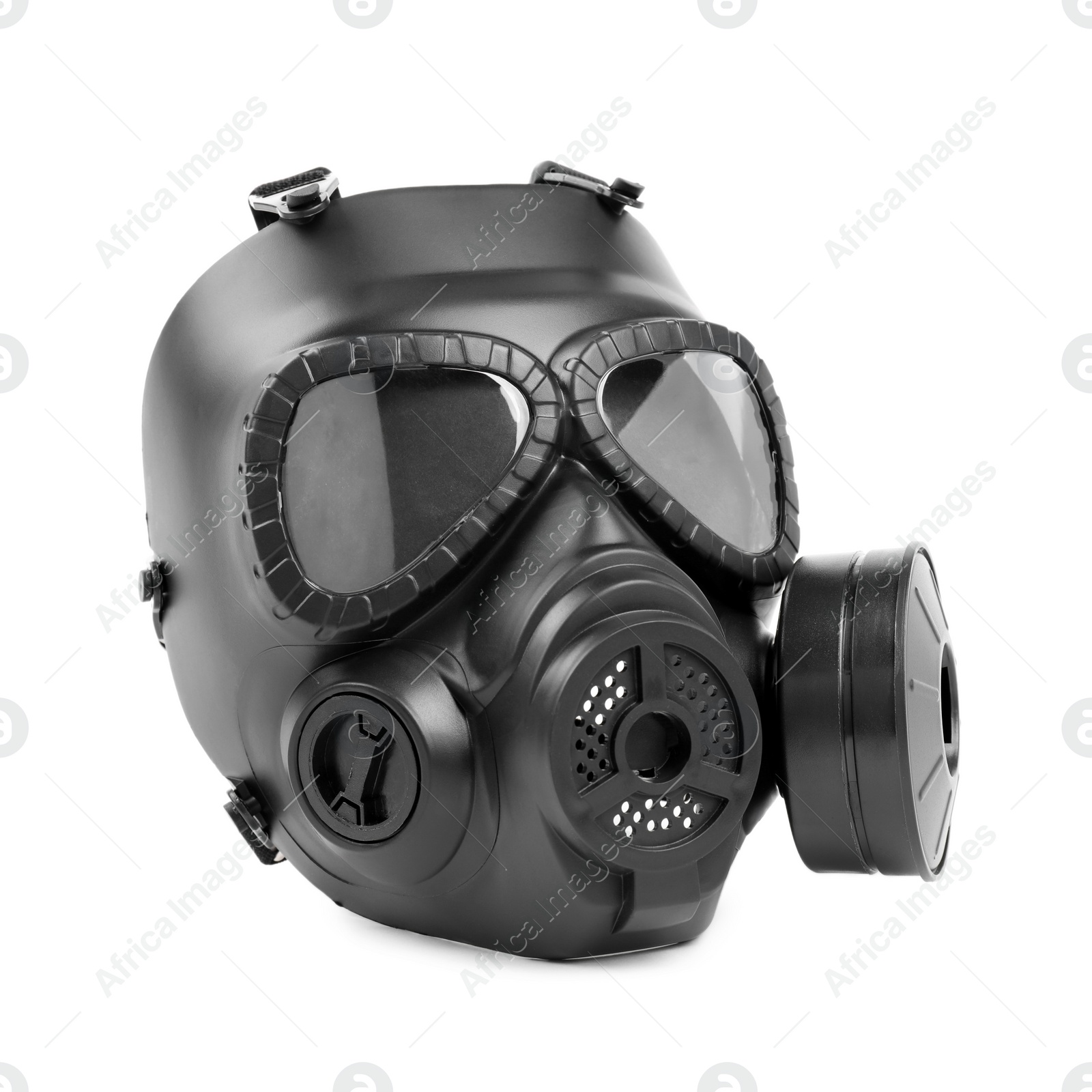 Photo of One gas mask isolated on white. Safety equipment