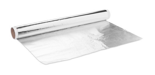 Roll of aluminum foil isolated on white