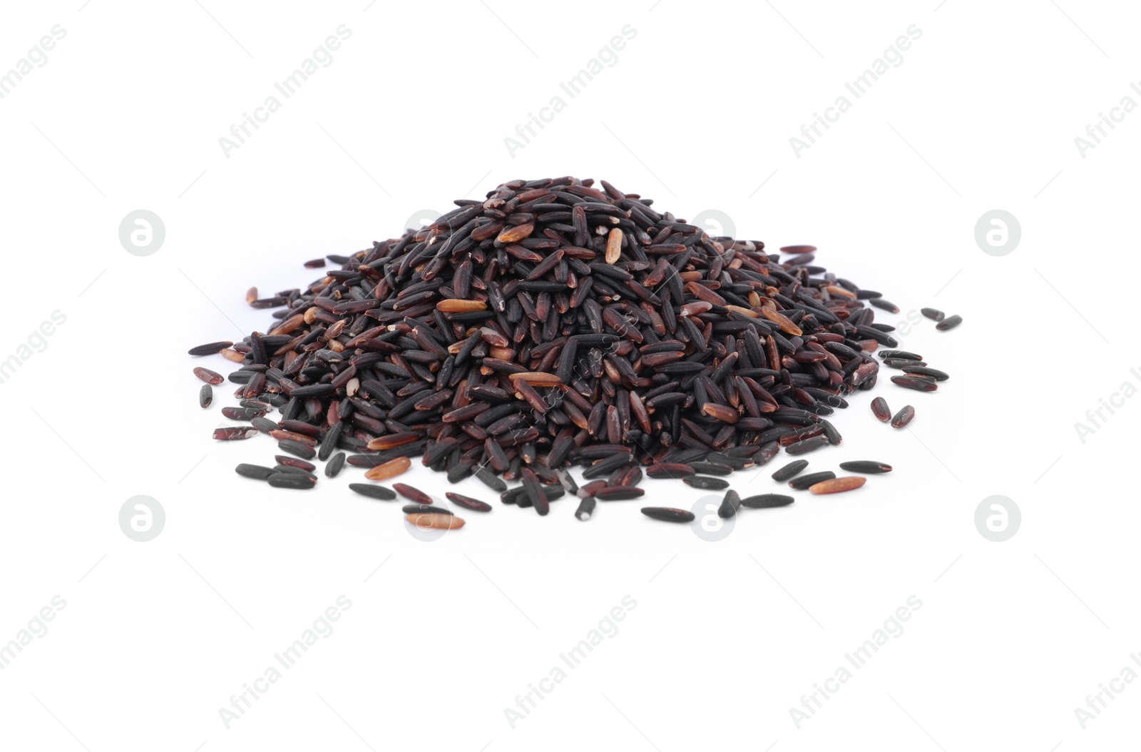 Photo of Pile of raw black rice isolated on white