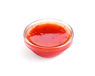 Spicy chili sauce in bowl isolated on white