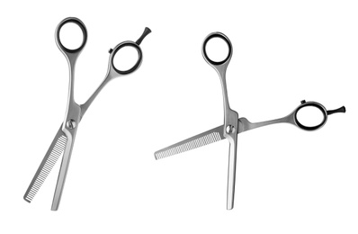 Image of New thinning scissors on white background 