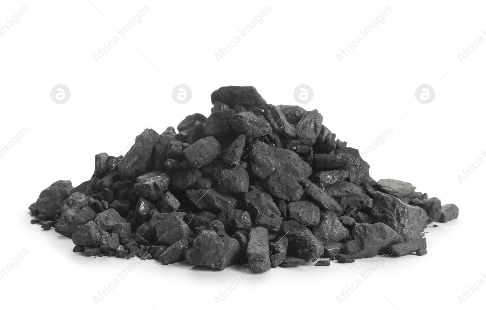 Photo of Heap of coal isolated on white. Mineral deposits