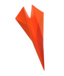 Handmade orange paper plane isolated on white