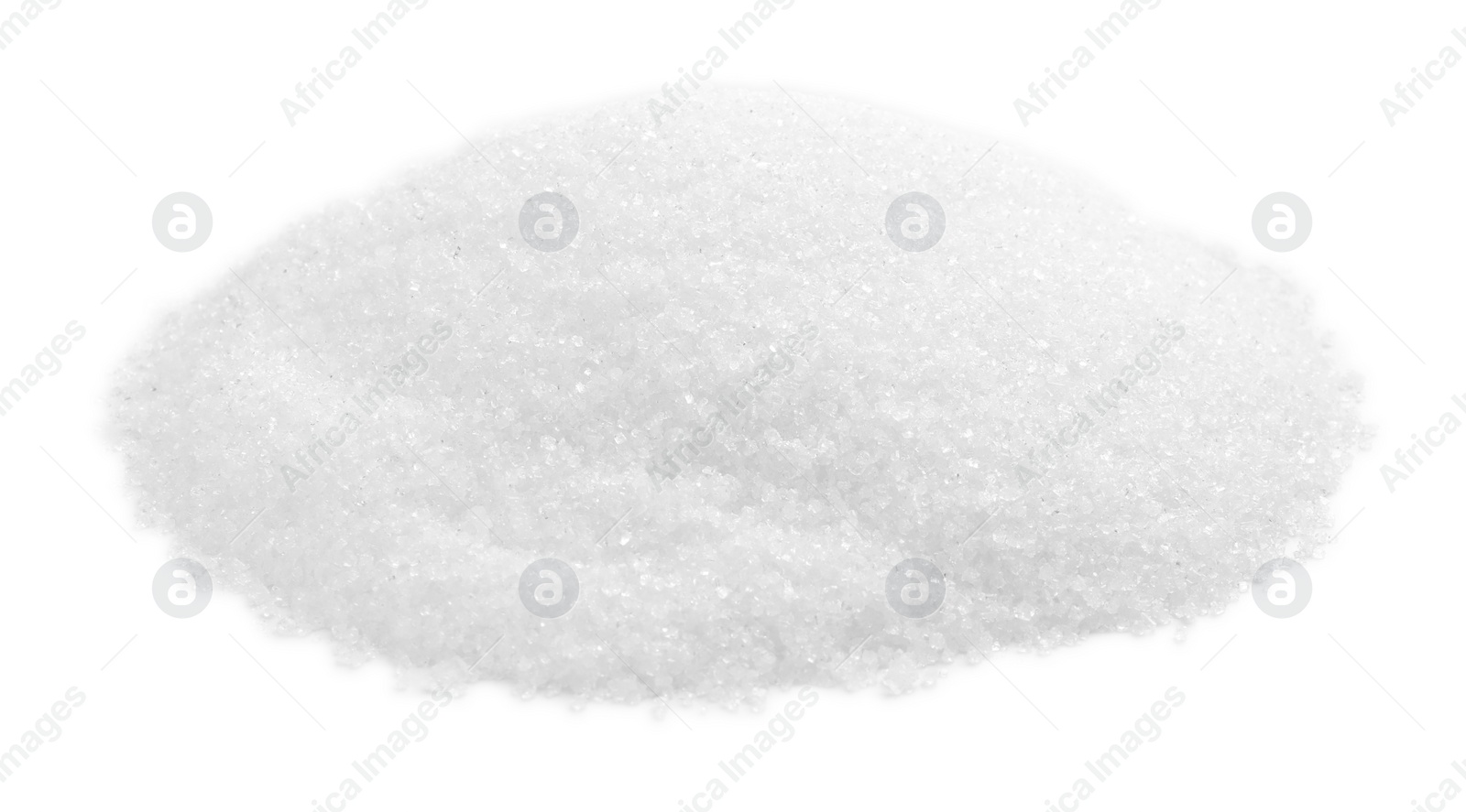 Photo of Pile of granulated sugar isolated on white