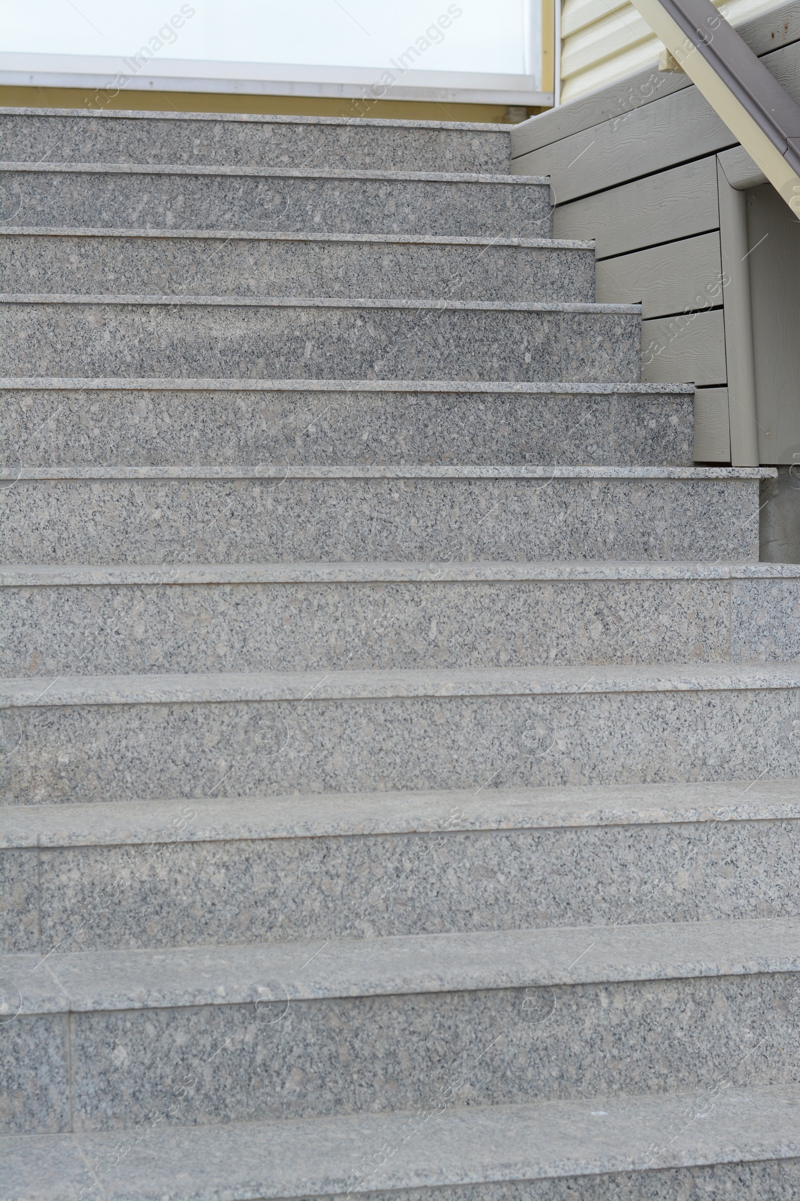 Photo of View of empty grey staircase outdoors, closeup